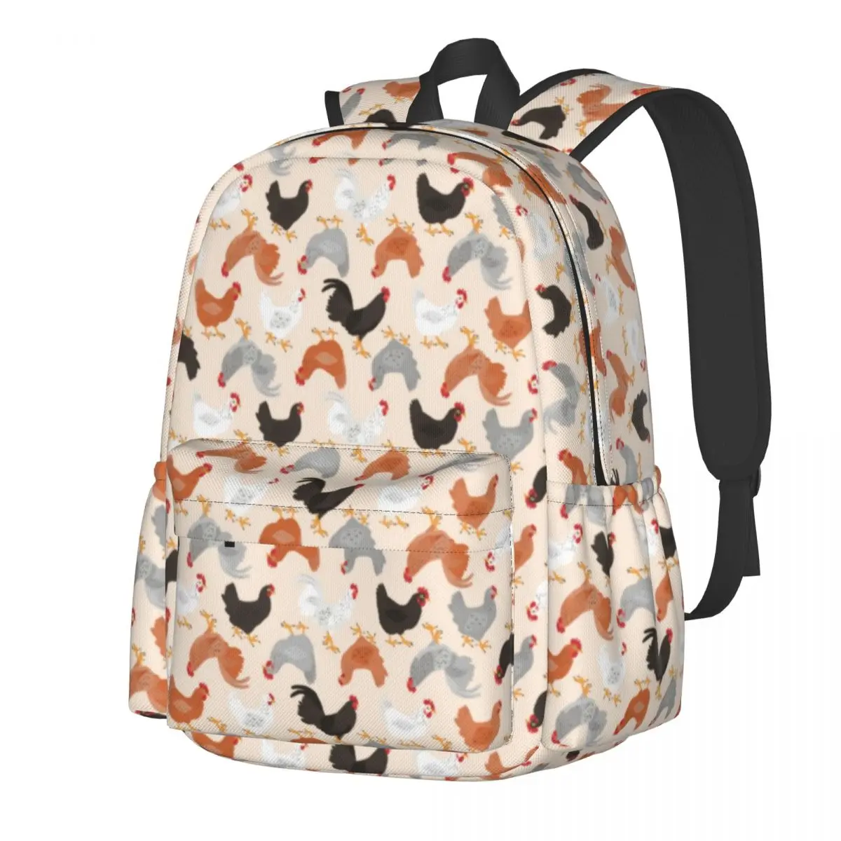 

Cute Chicken Backpack Unisex Farm Animals Print Soft Backpacks Polyester Funny High School Bags Sport Design Rucksack