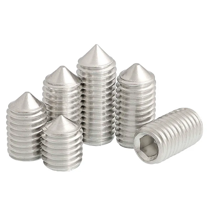 

100pcs Cone All Cup Point Grub Screw M3 M4 M5 M6 Hex Hexagon Socket Set Screw A2 304 Stainless Steel Set Screw Bolt DIN914