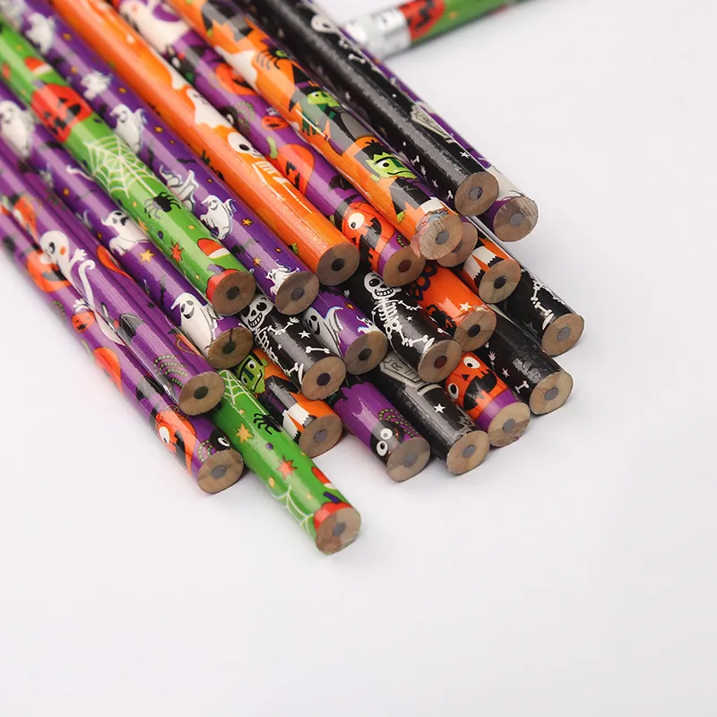 

100 шт. карандаш с рисунком на Хэллоуин, экологически чистые ручки для письма на Хэллоуин, детские подарки (случайный рисунок)