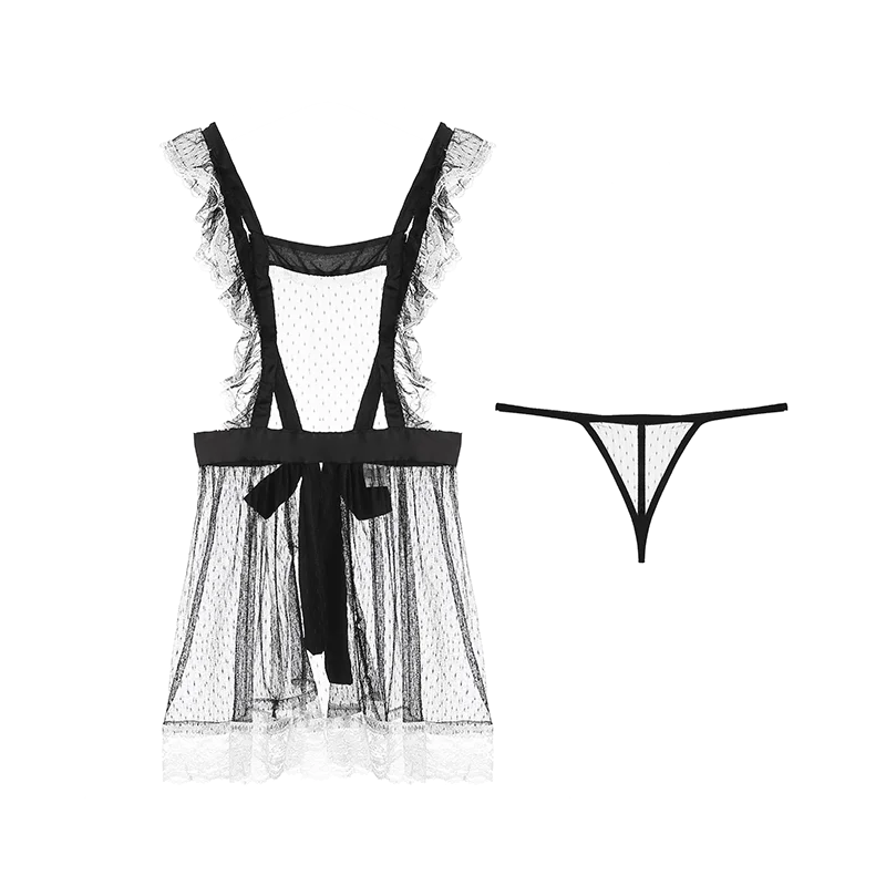 Sexy Mousse 2023 Women Sexy Sleepwear Mesh Backless Temptation Pajamas See-through Suspenders Nightdress Women's Home Wear Suit