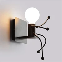 modern humanoid creative wall light e27 base single little people iron holder for kitchenstairsbedroom