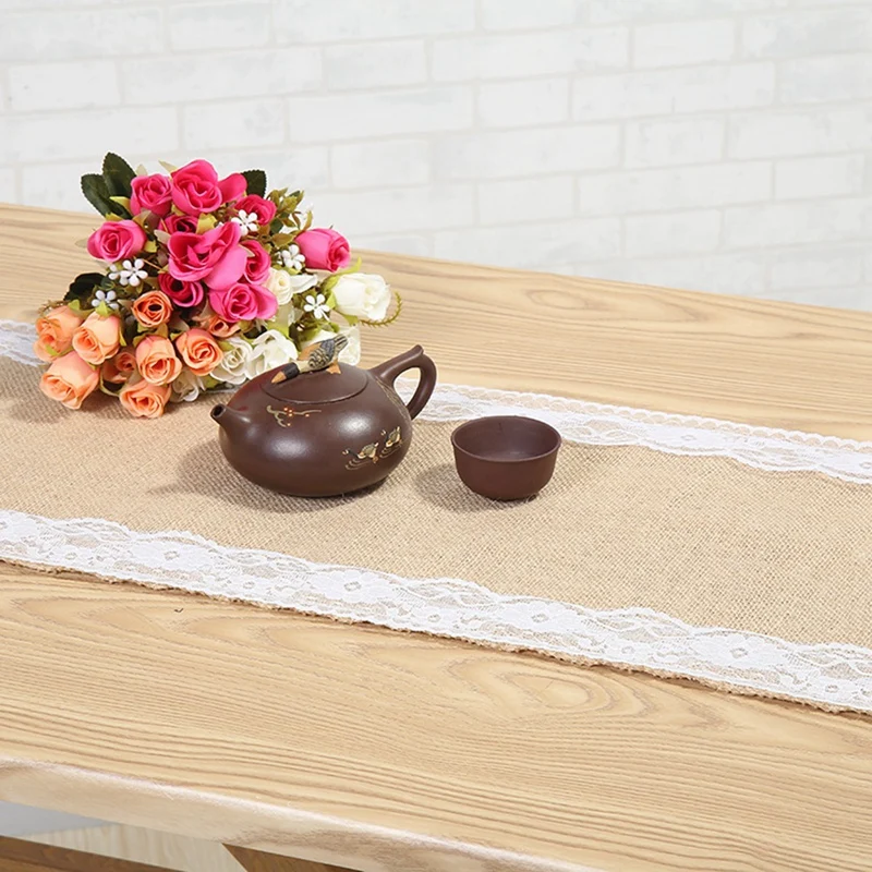 4 шт. кружевные дорожки для стола ретро из мешковины деревенской свадьбы