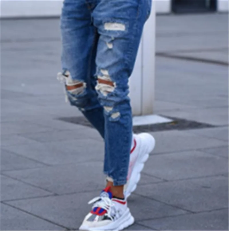Summer Slim Hollowed Out Jeans Men