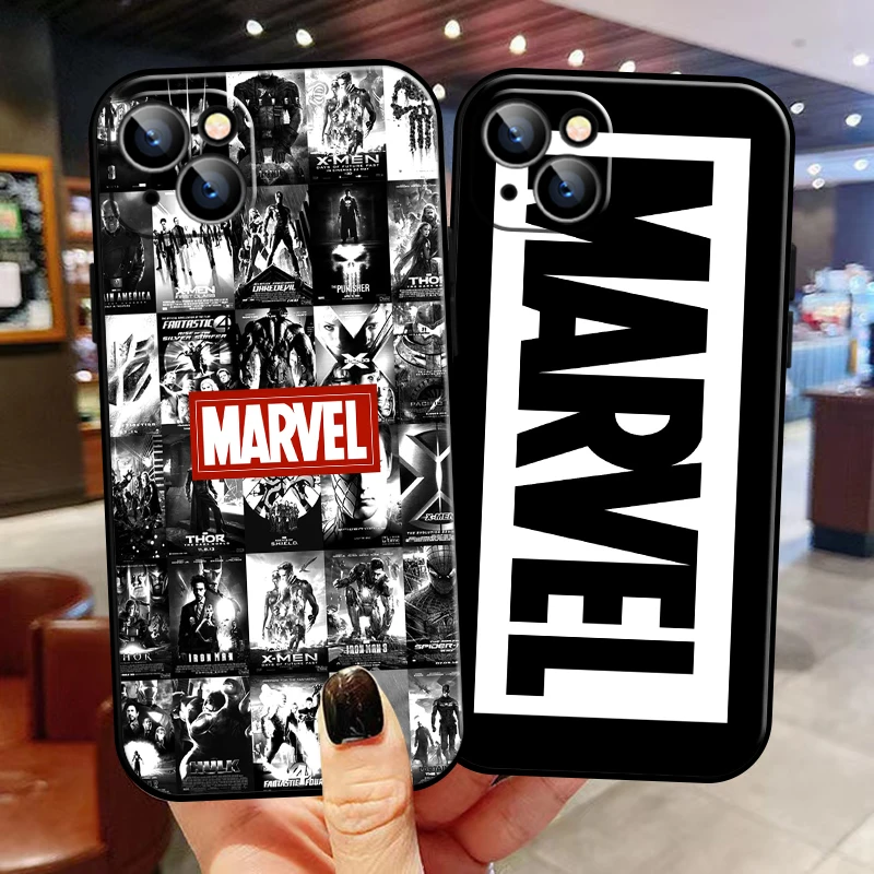 

Marvel Avengers Logo For Apple iPhone 13 12 11 Pro Mini X XR XS Max SE 5 6 6S 7 8 Plus Phone Case Back Black Coque Carcasa