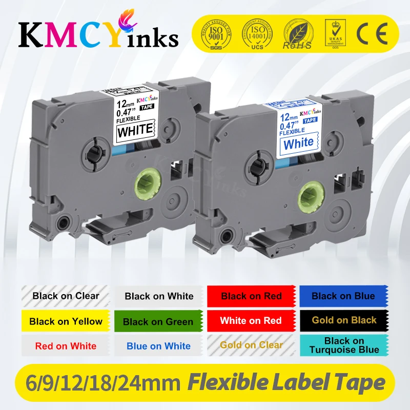 

KMCYinks 1PC 231 Compatible for Brother Label Printer Label Tape 231 tz-231 12mm 6mm 9mm Black on White Laminated Ribbons