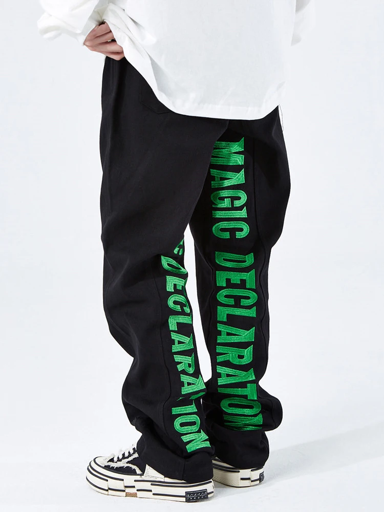 Four Seasons Men Jeans Fashion Letter Embroidered Casual Pants American Men Ins Street Hip Hop Trend Loose Straight Pants JEANS