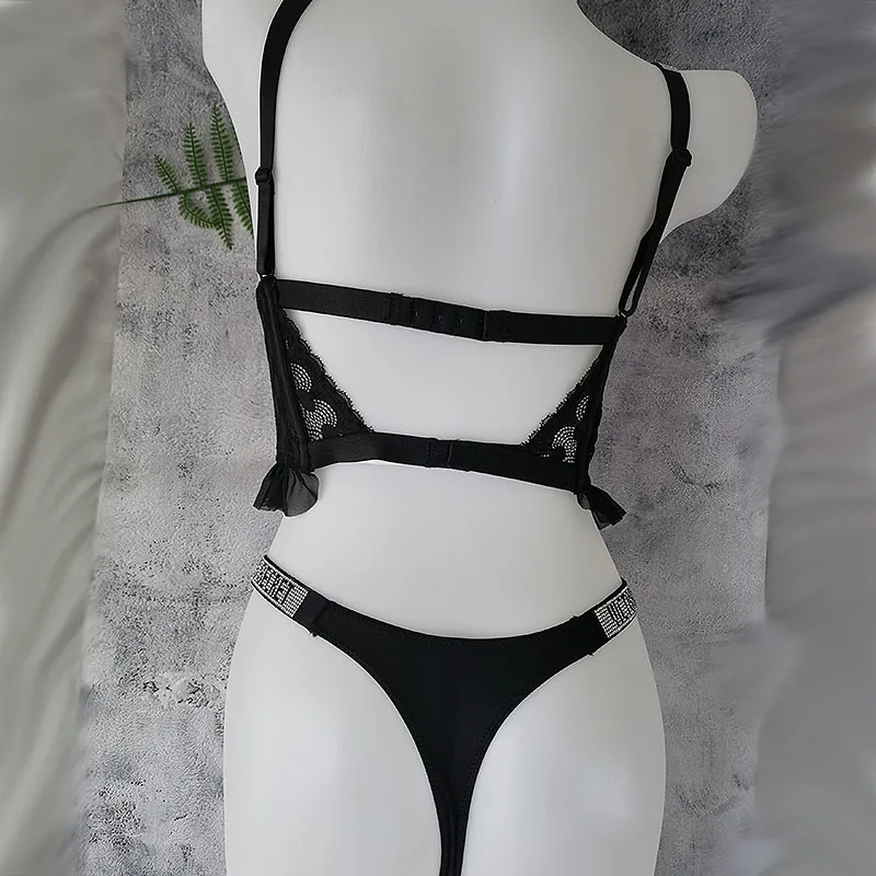 Sexy Lingerie Underwear Suits For Women 2Pcs/Set Lace Underwear Thongs luxury rhinestones Bikini suit 2022 New