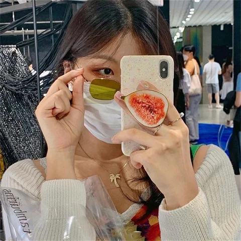 Корейский глянцевый имитация фруктов, кокоса, лимона, инжира, расширяемый держатель для телефона Griptok, ручка, кольцо на палец, поддержка складного держателя розетки