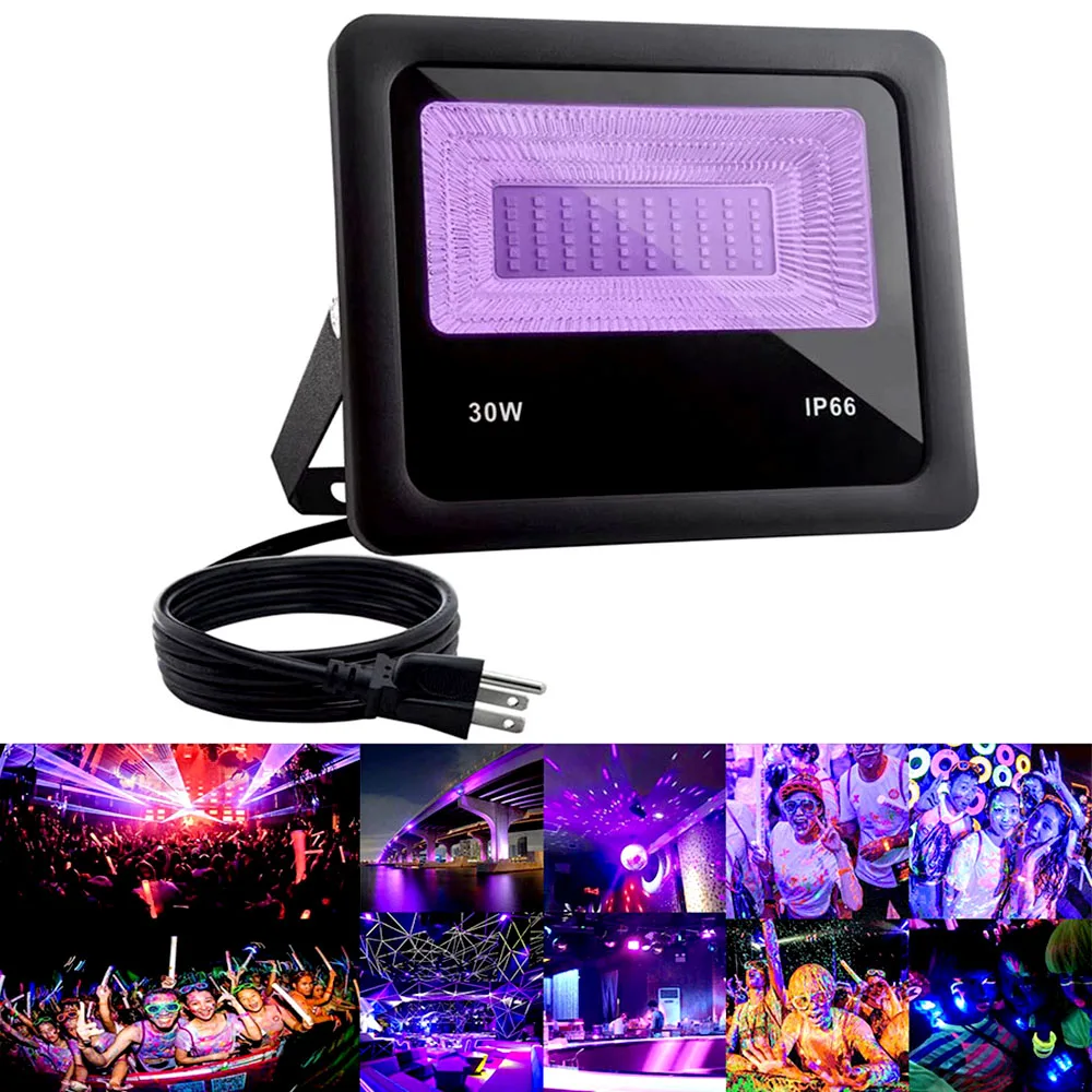 

УФ Светодиодный прожектор 10 Вт, 20 Вт, 30 Вт, 50 Вт, Ультрафиолетовый светодиодный черный свет, уличный водонепроницаемый сцсветильник свет IP66 д...