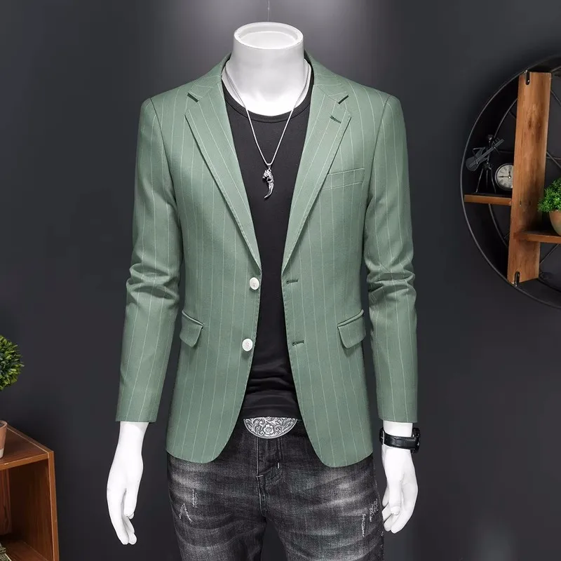 

Мужской Блейзер в зеленую полоску, большие размеры 5XL