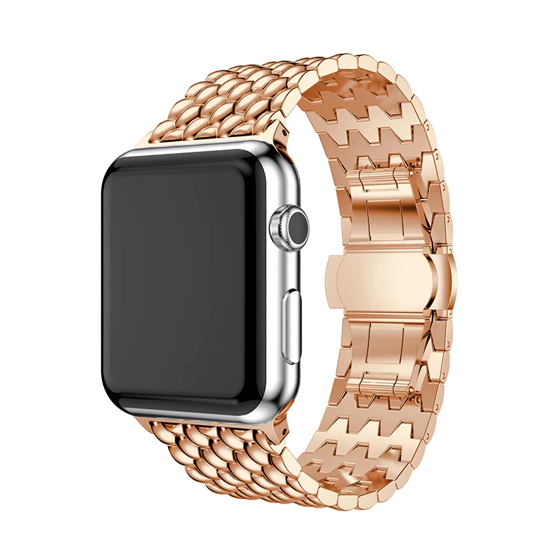 Stainless steel metal strap for Apple Watch UItra 8 7 6 5 4 3 SE 45mm 41mm 42mm 44mm 40mm dragon pattern butterfly buckle strap
