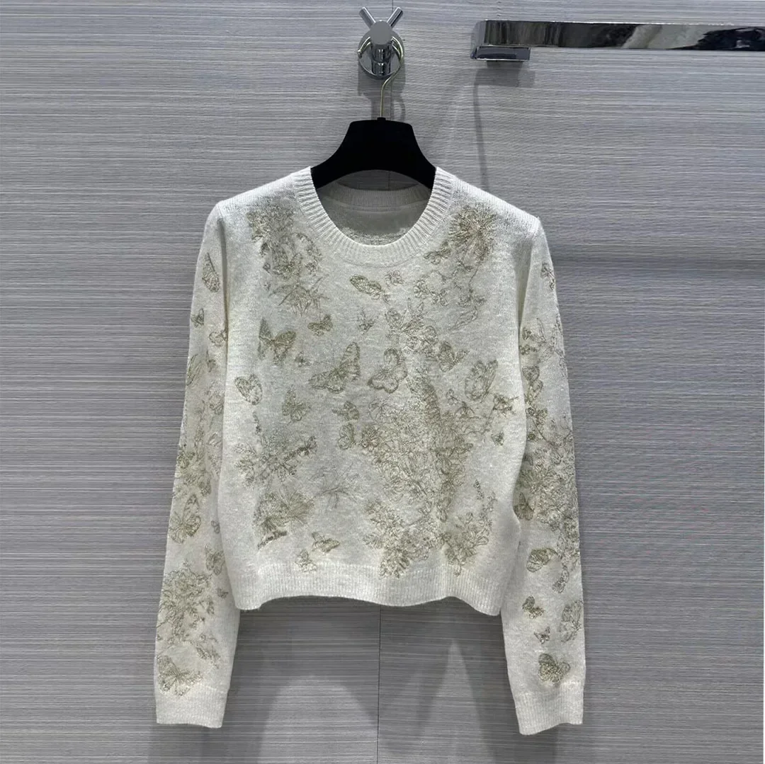 Женский трикотажный кашемировый пуловер повседневный с круглым вырезом и