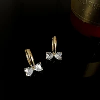 new trendy shiny cubic zirconia small bow stud earrings for women vintage bright cubic zirconia party female jewelry