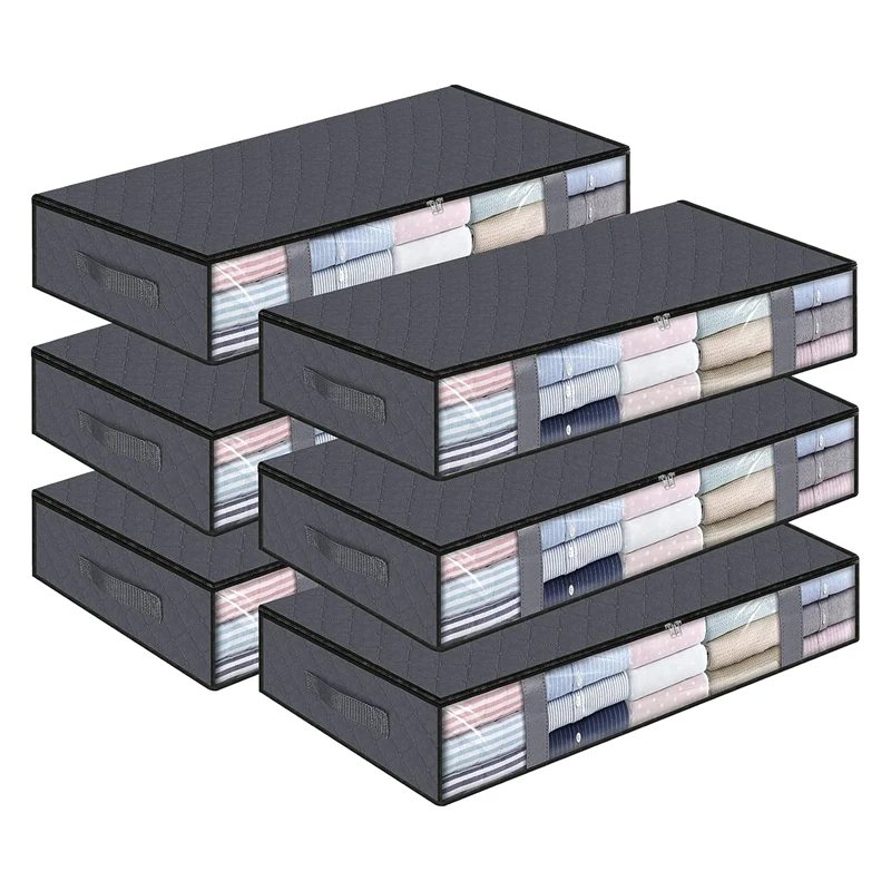 

Capacity Storage Bins Under Bed Storage Containers Clothes Storage With Durable Handles, Foldable 6Pcs