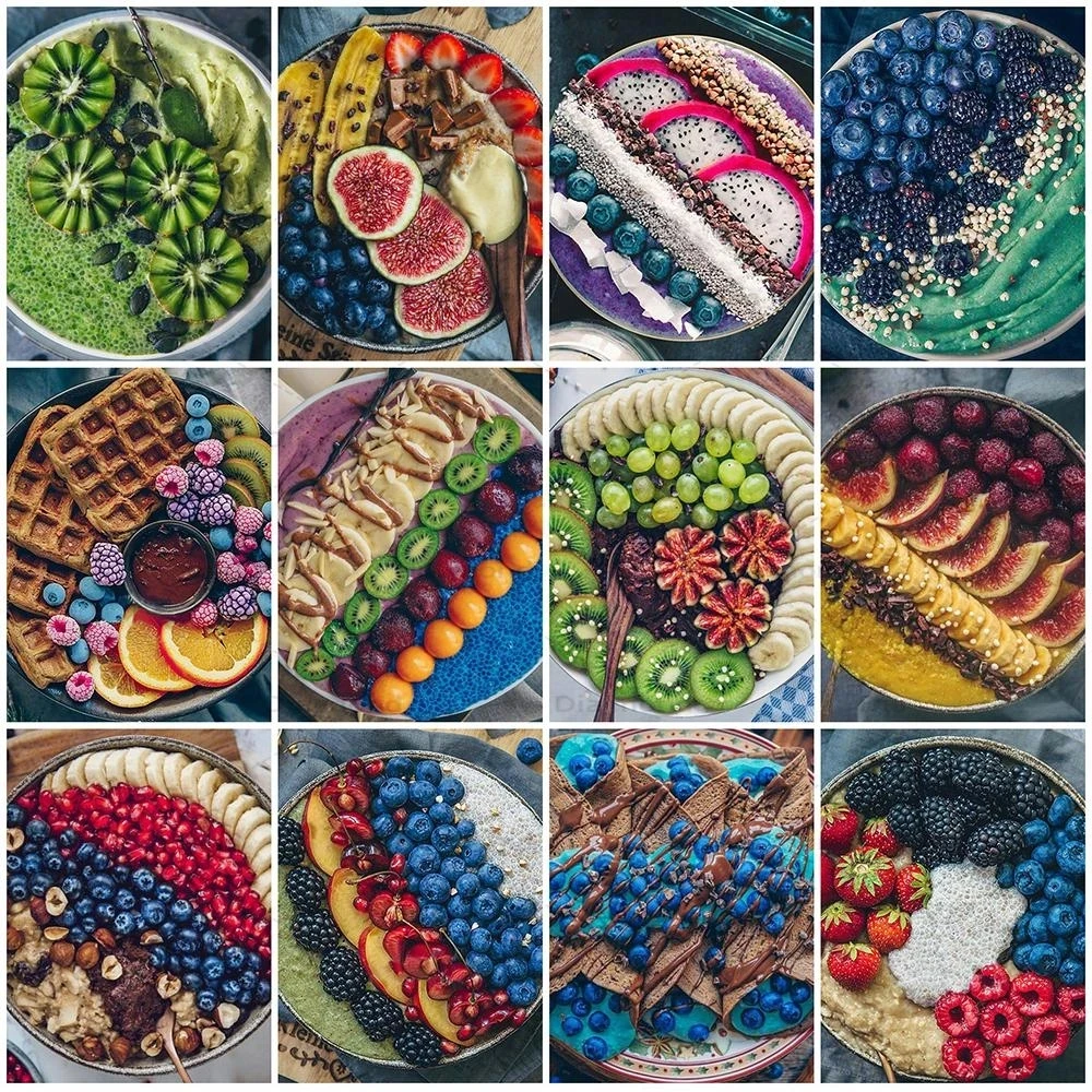 

Sontonga Diamond Painting Fruit Craft Kit Diamond Embroidery Food Fruit Platter Rhinestone Cross Stitch Kitchen Decoration