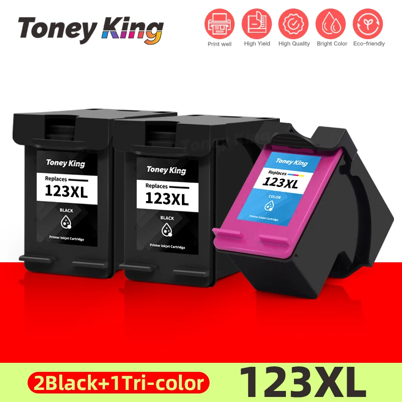 

Заправляемый чернильный картридж TONEY KING 123XL для принтера HP 123 XL для принтера HP123 Deskjet 3630 1110 2130 2132 2133 2134 3632
