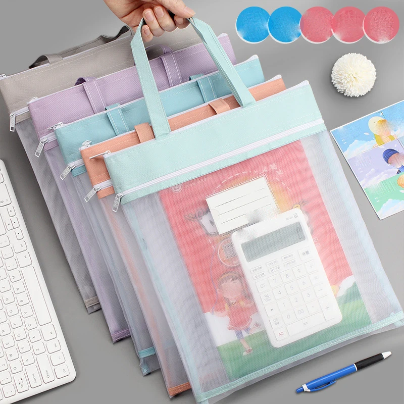 

EZONE A4 File Holder Portable Zipper File Bag Document Holder Bag Stationery Organizer Student School Office Supply Storage Case