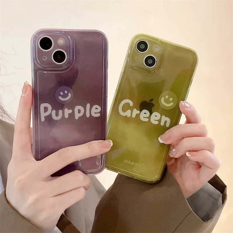 

Halo dyed smiling face transparent Phone Case For iphone 14 13 12 11 Pro Max X XR XSMAX 7 8 Plus SE TPU Case Cover new products