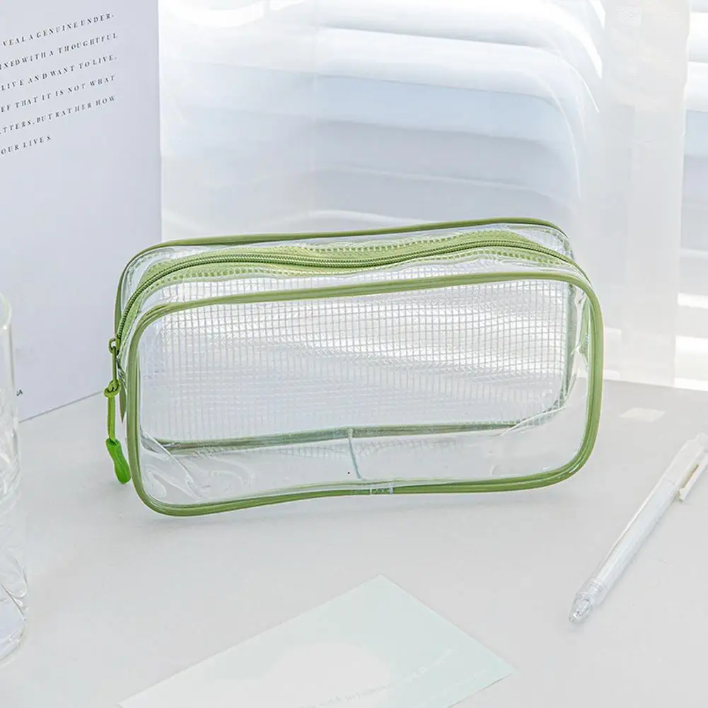 

Useful Clear Pencil Pouch Portable Stationery Storage Bag Gift Portable Pen Bag Zipper Closure Office Supplies