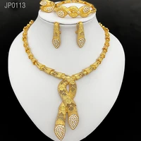 dubai gold color jewelry sets for women african necklace earrings jewelry nigerian bridal wedding bracelet ring set