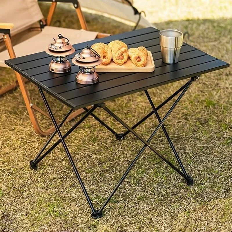 Outdoor Folding Table Aluminum Alloy Camping Table Chair Portable Camping Egg Roll Table Camping Supplies