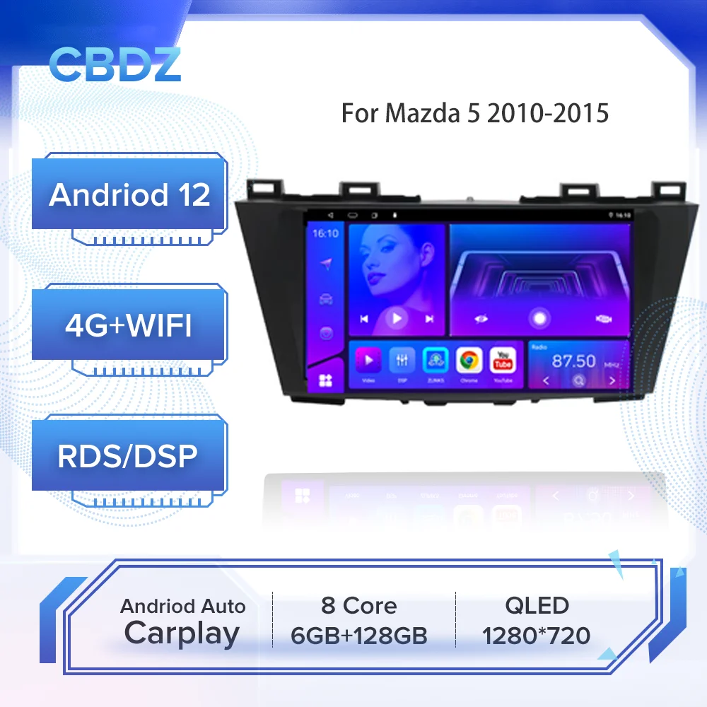 

Автомагнитола для Mazda 5 2010-2015, Android, 4G, Wi-Fi, Carplay, GPS-навигация, без DVD-плеера