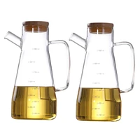 2x 900ml transparent glass oil bottle with handle oil bottle suitable for kitchen tools soy vinegar sauce container