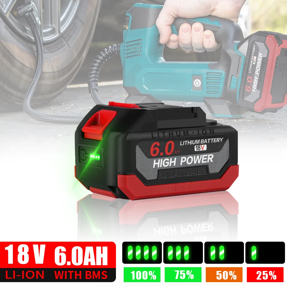 18V 6.0Ah Lithium Ion  With Charger With LCD Indicators High Capacity For Makita Electric Power Tools Battery Rechargeable