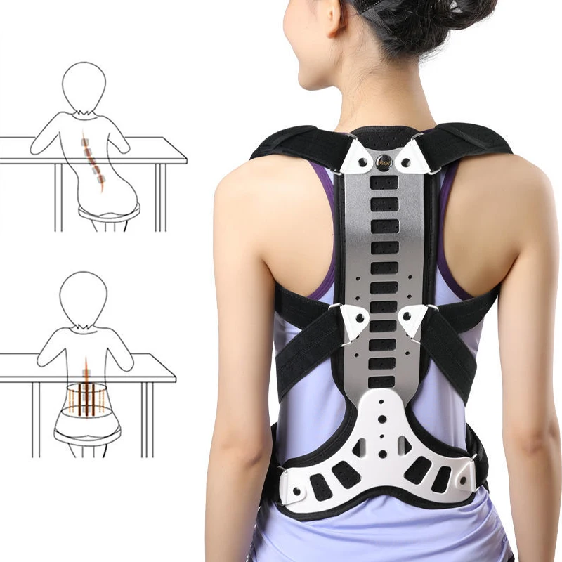 Metal Adjustable Shoulder Posture Back Corrector Brace Men And Women Clavicle Support Hunching Back Trainer Pain Relief