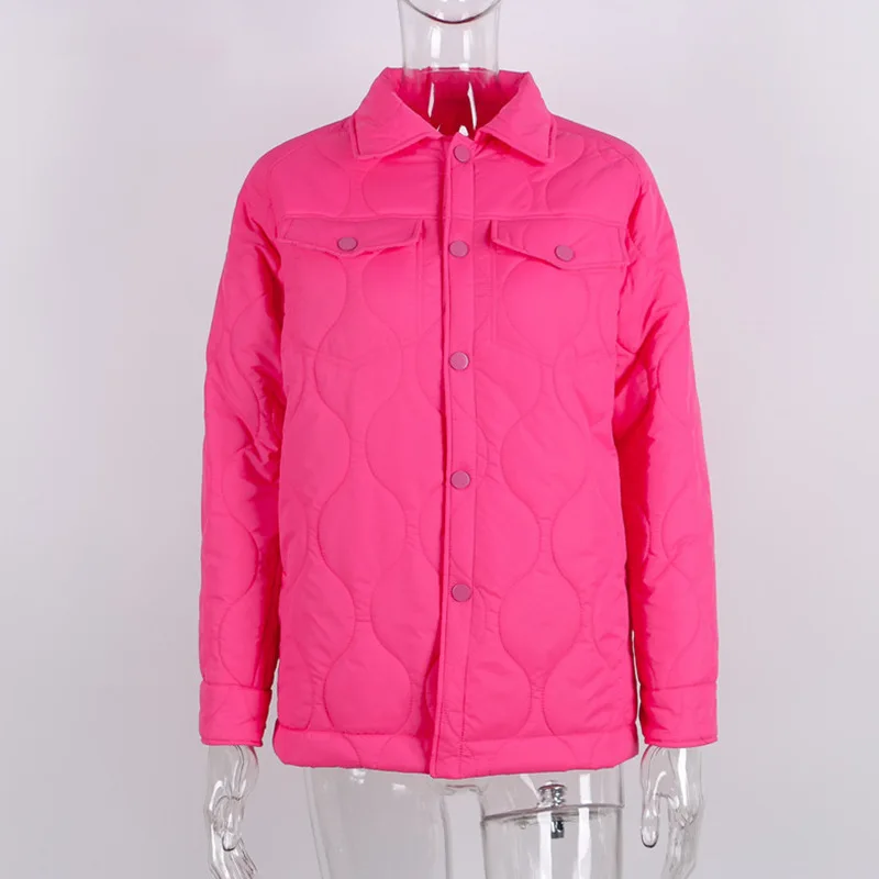 2021 Spring Autumn Women Oversize Vintage Green Pink Parka Coat Casual Lapel Warm Loose Long Winter Cotton Jacket Outwear Female