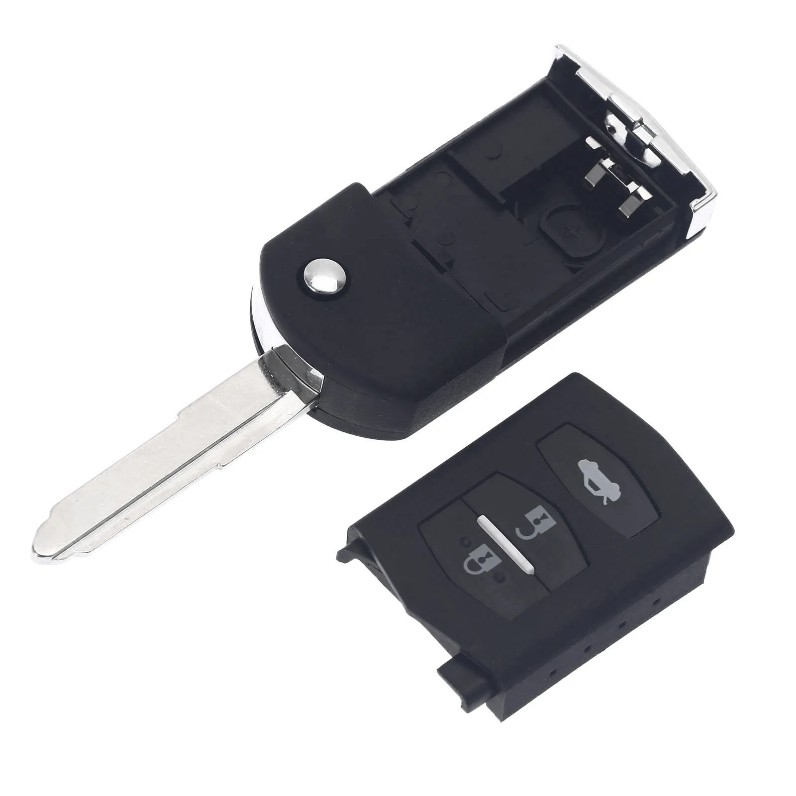 

3 Buttons Auto Car Replacement Keyless Entry Key Fob Flip Key Shell Remote Folding Key Case Fob Cover for Mazda 2 3 5 6 RX8 MX5