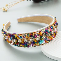 designer sparkly luxury baroque full colorful stone headbands handmade wide brimmed hairbands for women girls hair accessories