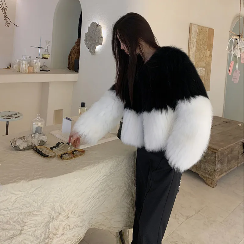 Women's Fur Jacket Short Autumn and Winter Fashion Thickened Warm Color Matching Faux Fur Coat for Women Winter Coat Women