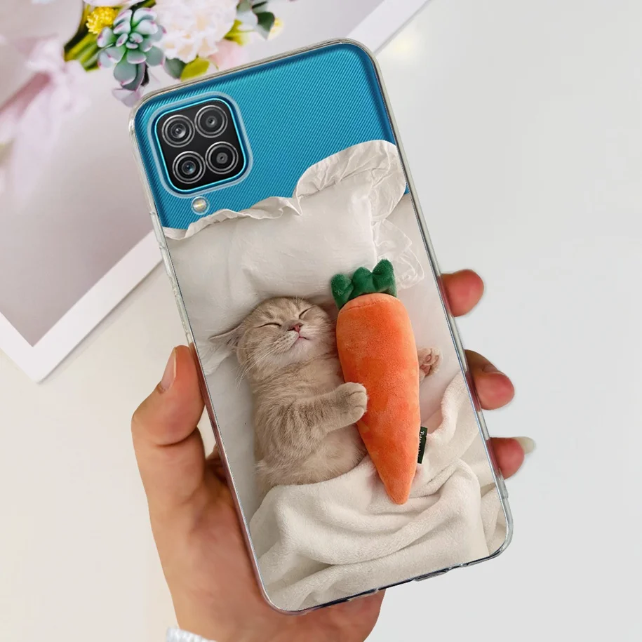 Силиконовый чехол для Samsung Galaxy A12 Модный мягкий с мраморной бабочкой M12 F12