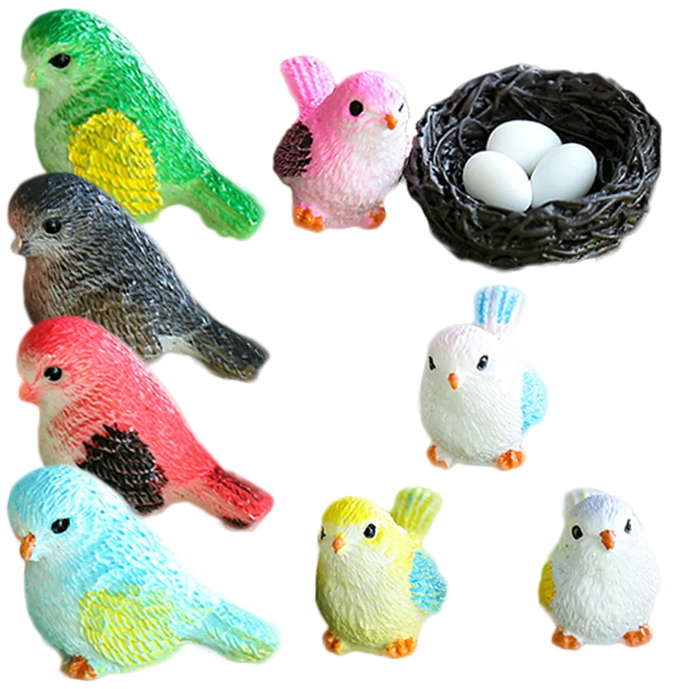 

Bird Easter Garden Statue Ornament Artificial Toy Potted Accessories Mini Animal Sculpture Egg Figurine Figure Birds Fake Eggs