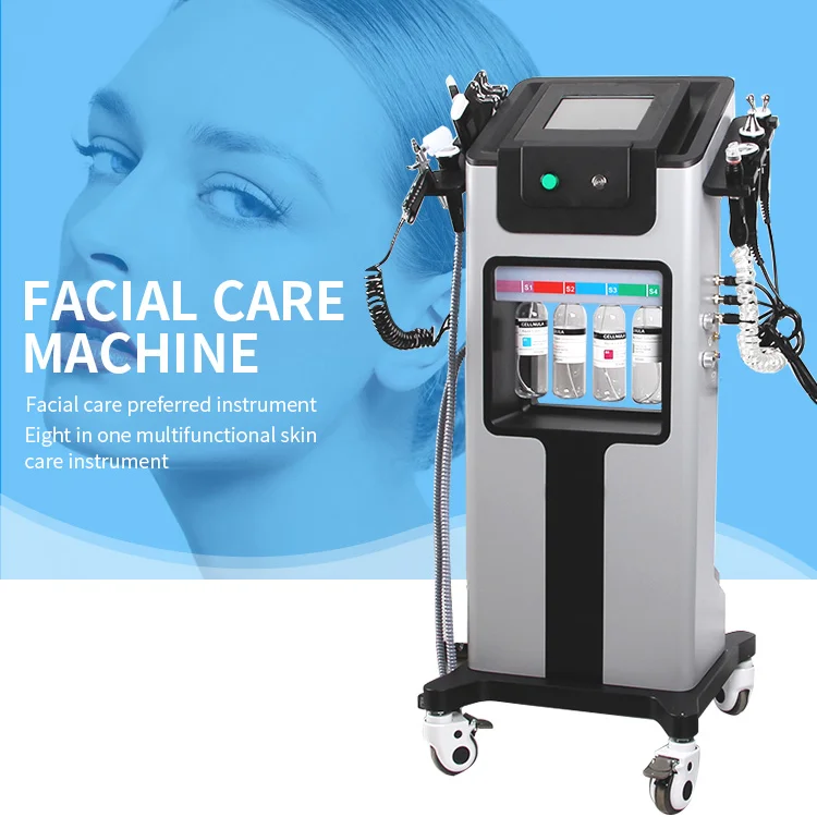 Máquina de microdermoabrasión Facial 9 en 1, multifuncional, para el cuidado de la piel, estiramiento, Aqua Peeling, limpieza Facial en Spa