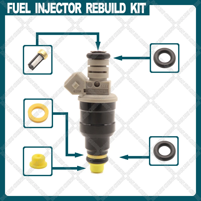 

Fuel Injector Service Repair Kit Filters Orings Seals Grommets for 0280150941 Ford V6 1990-1996 3.0L 3.8L 4.9L