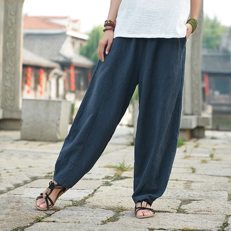 Осенние однотонные свободные брюки с карманами новинка 2022 Женские винтажные