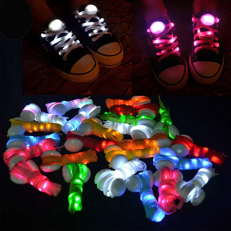 

1Pair 120cm New 8 LED Shoelaces Luminous Flashing Shoe Laces Disco Party Light Up Glow Nylon Strap Luminous Round Flash No Tie