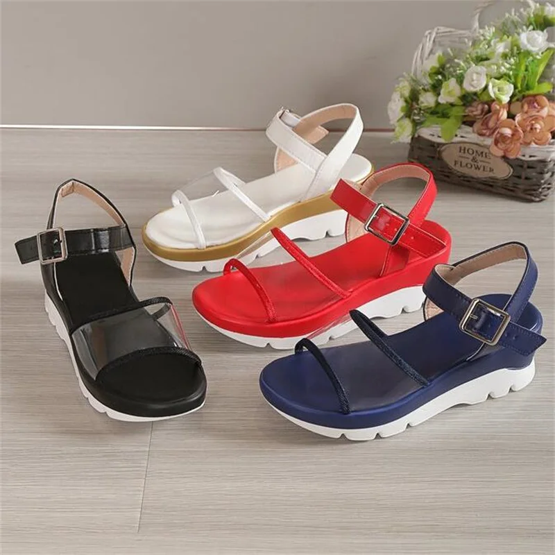 Large women's sandals new fashion thick-soled buckle four seasons with comfortable breathable casual sandals women's slippers