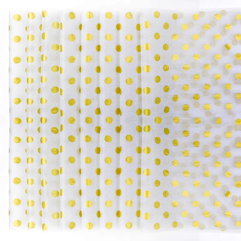 

40 листов 20X 28 дюймов, салфетка в горошек, Золотая фольга в горошек, оберточная бумага для подарков, салфетка для цветочной оберточной бумаги