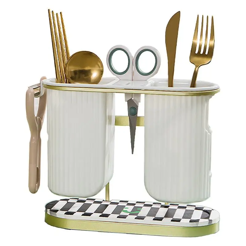 

Utensil Holder 2 Compartments Kitchen Flatware Holder For Wall Household Storage Products For Chopsticks Spoon Ladle Peeler