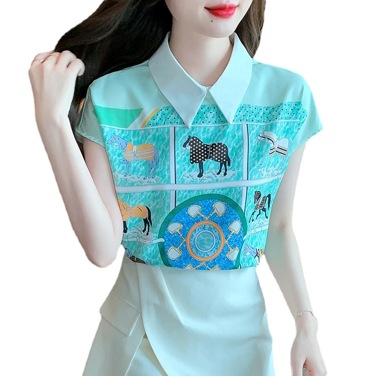 

short sleeve printed shirts women summer tops blusas de mujer womens tops