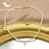 xlentag zircon crucifix natural freshwater pearls womens necklace trend elegance luxury fine jewelry prayer prays giftsgn0452