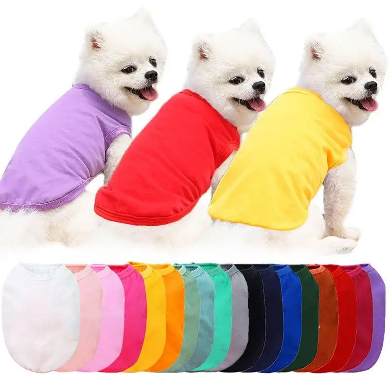 

Spring Autumn Winter Dog Clothes for Small Medium Large Dogs Clothing Cotton Dog Shirt Summer Dog Vest Solid Color Cat Costume