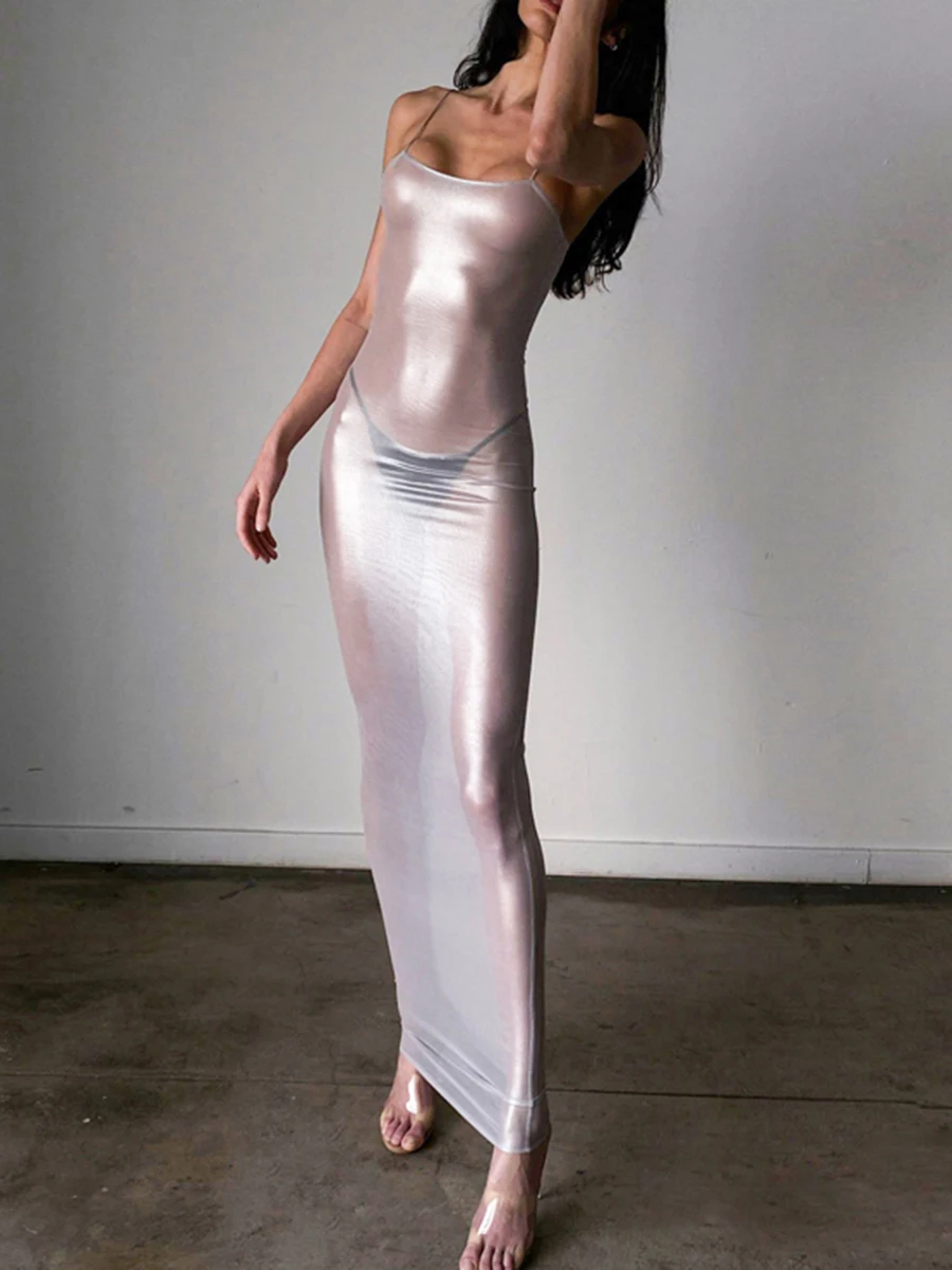 

Женское летнее Прозрачное платье макси, сексуальный женский купальник без рукавов на бретелях-спагетти