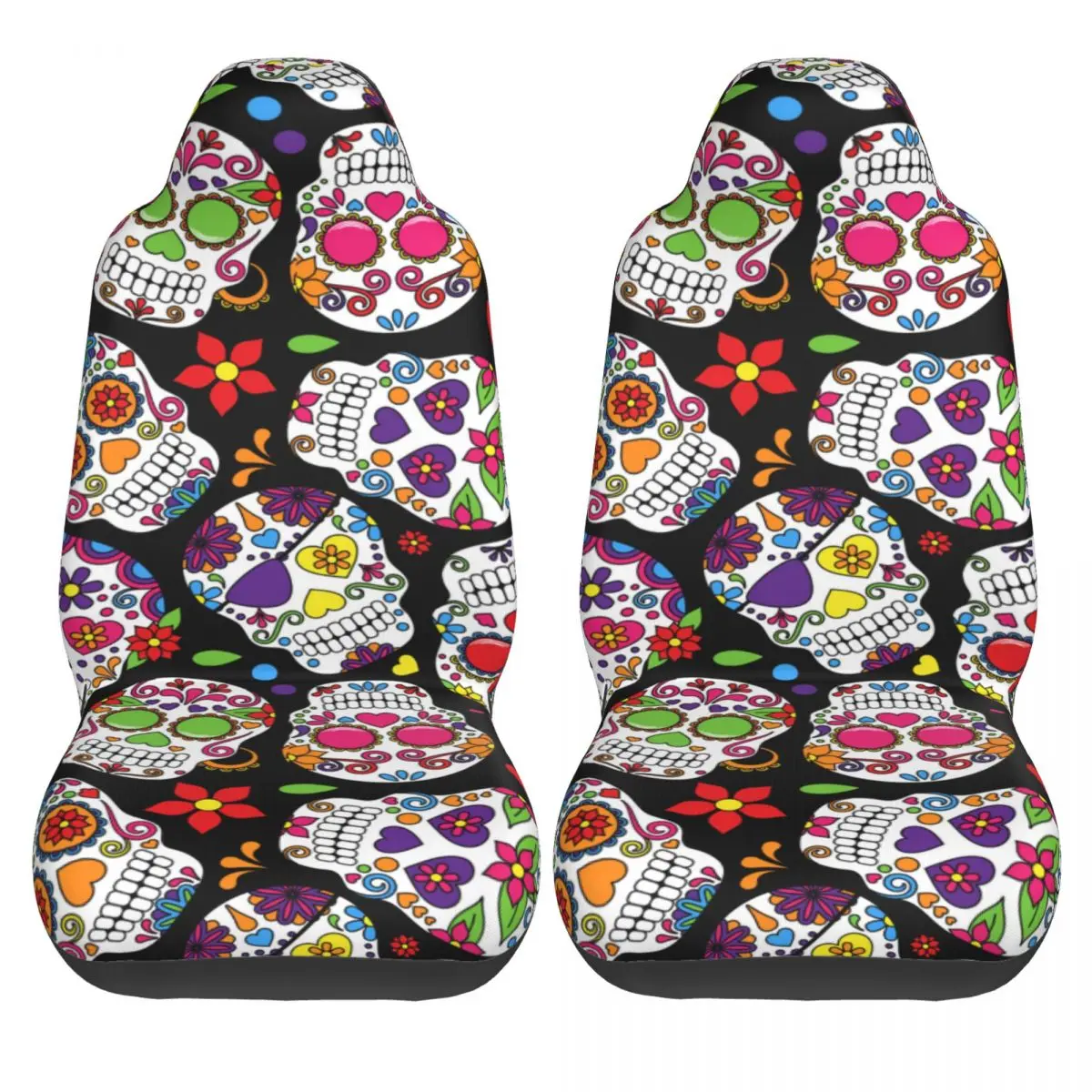 

2 шт., универсальные чехлы на сиденья автомобиля «День мертвых»
