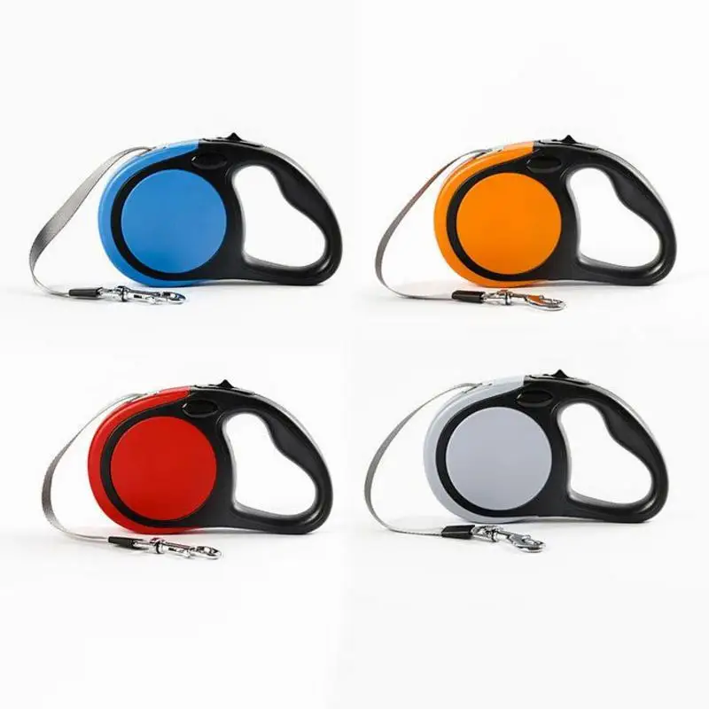 

Long Retractable Dog Leash Nylon Pet Leash With One-Handed Brake And Lock Pet Supplies 5m Tangles-Free Leash With Metal Buckle