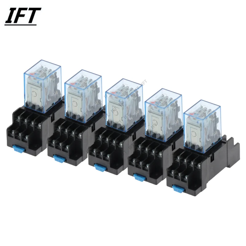 5 комплектов, катушка MY4NJ, 12 В переменного тока, 24 В постоянного тока, 12 В, 24 В постоянного тока, 36 В переменного тока, 110 В, 220 В переменного тока, HH54P, 5A, миниатюрное электромагнитное реле общего назначения с базой