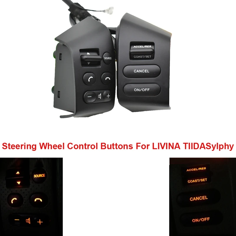 

AU04 -Car Steering Wheel Control Buttons With Red Backlight Cruise Control Switch For Nissan LIVINA TIIDA Sylphy